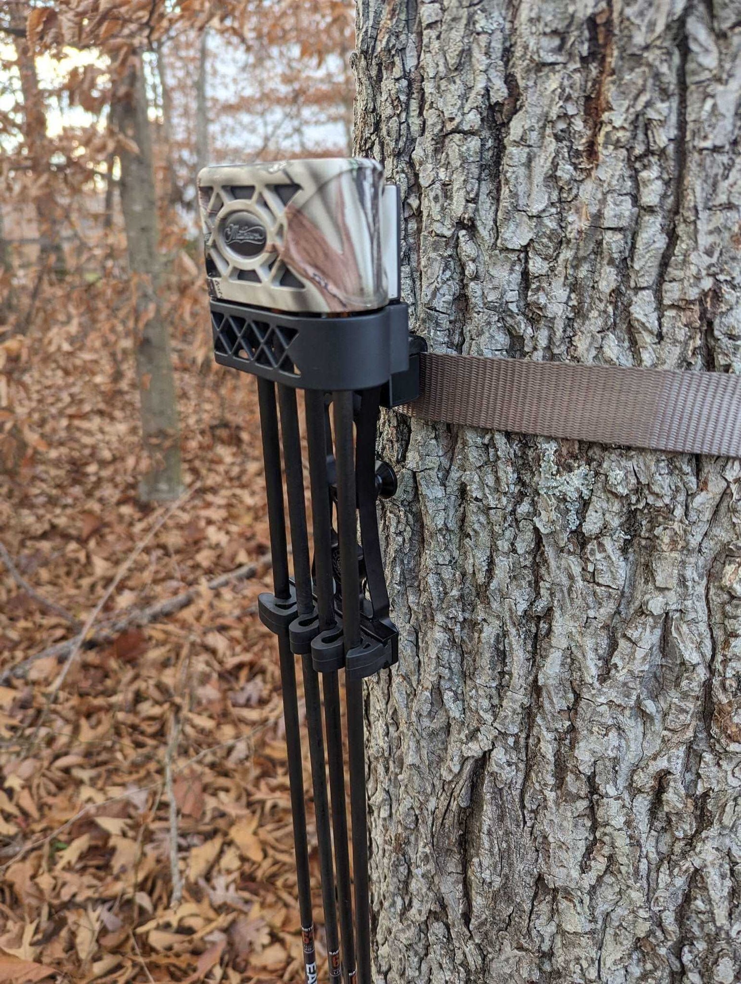 Mathews SpiderClaw LowPro archery quiver caddy by 3D Hunting Solutions, designed for easy arrow access and secure attachment.