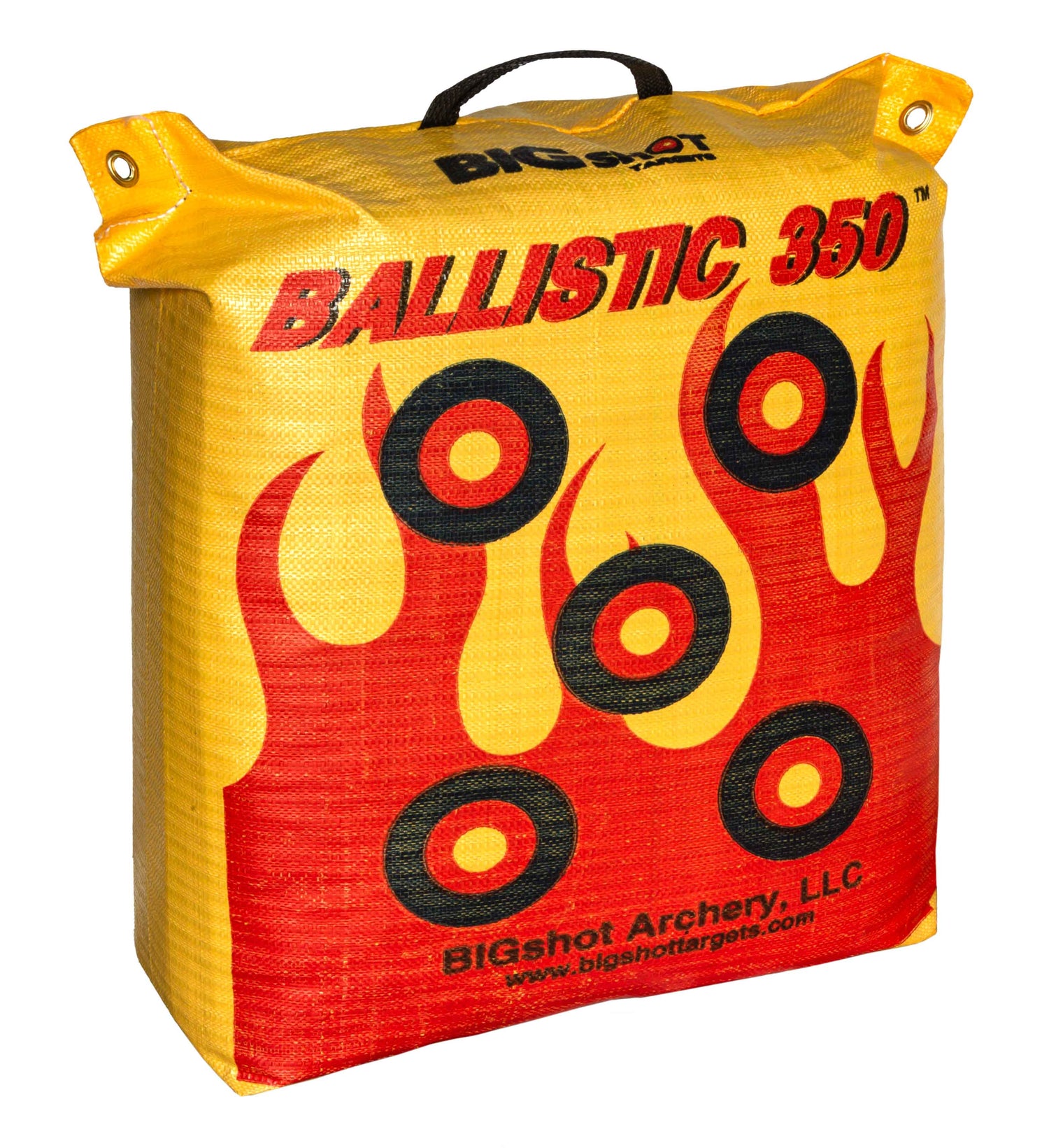BIGshot Archery Ballistic 350 archery bag target showing durable fabric and target face for practice shooting.