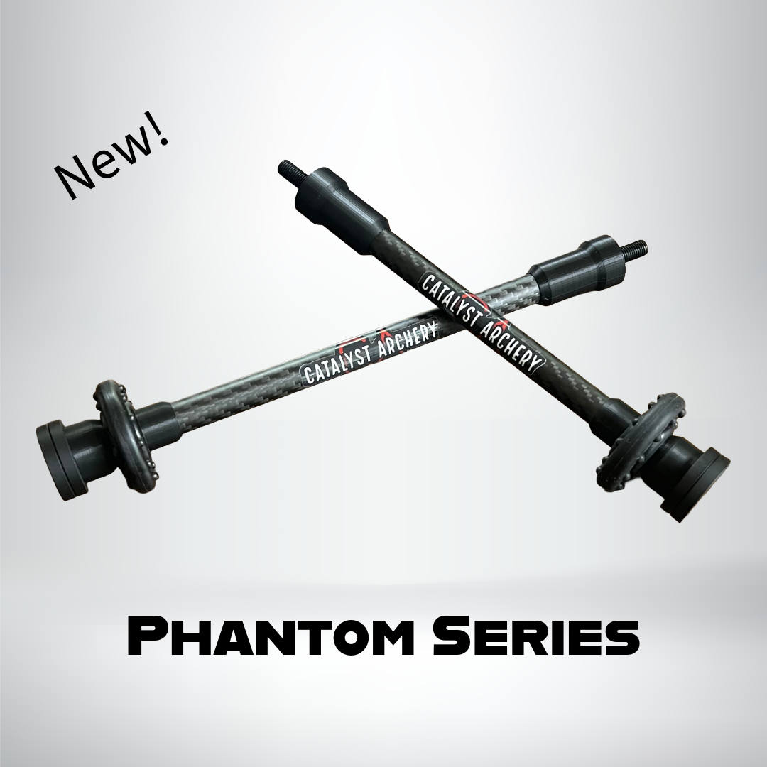 Catalyst Archery Phantom Series micro diameter stabilizer set with 8-inch and 6-inch stabilizers for archery stability and balance