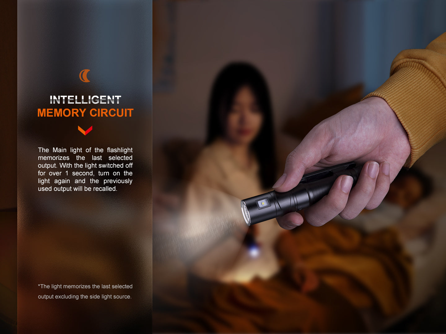 Fenix LD12R dual light EDC flashlight with 600 lumens, compact handheld design, black body, and adjustable beam.