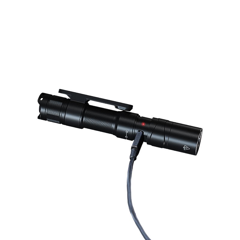 Fenix LD12R dual light EDC flashlight with 600 lumens, compact design, black body, and adjustable beam for outdoor use.