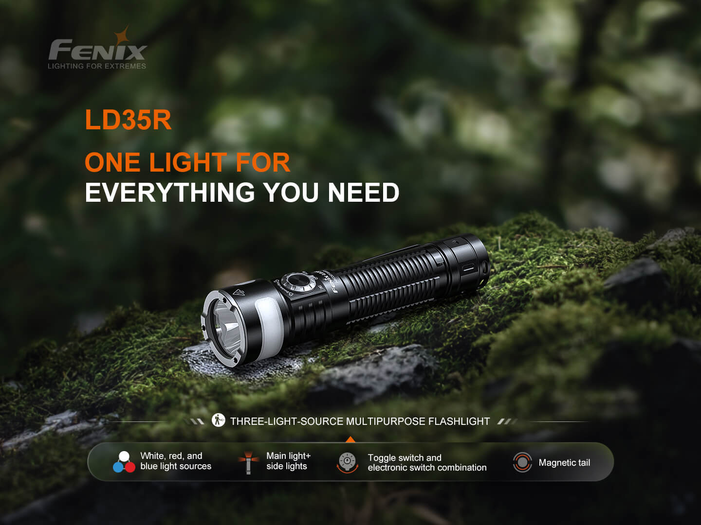 Fenix LD35R high-performance tactical EDC flashlight with multiple modes, compact design, and durable construction.