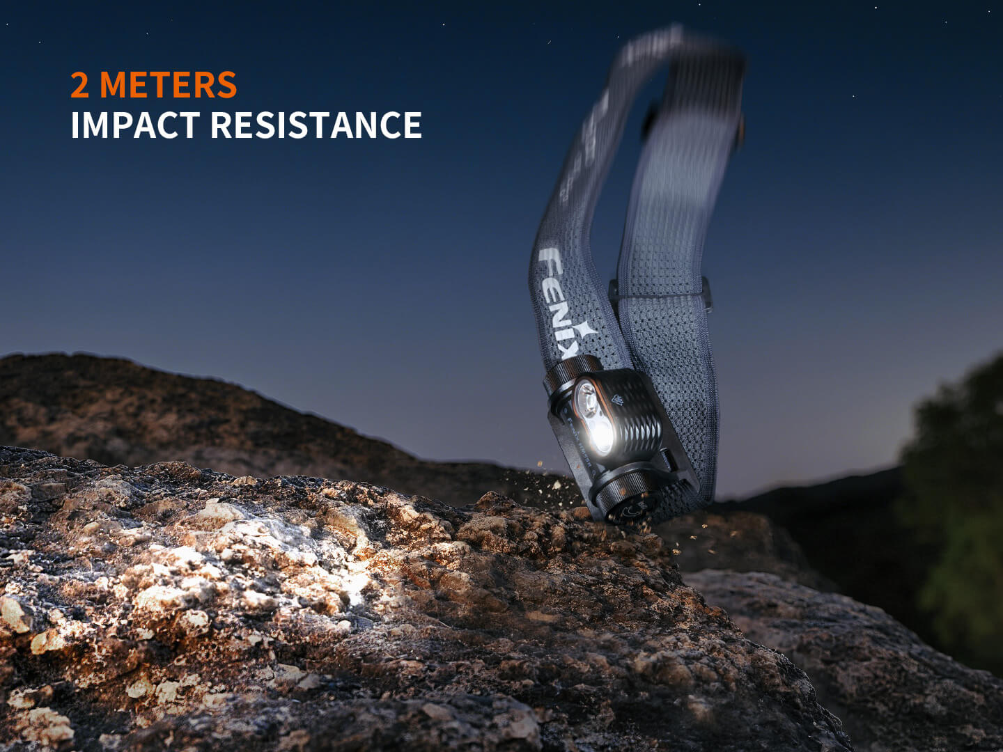 Fenix HM55R lightweight multi-LED headlamp with black strap and multiple LED lights for hands-free illumination.