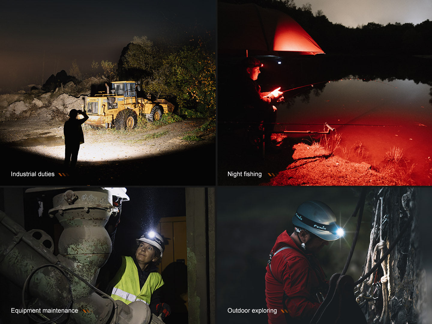 Fenix HL45R rechargeable headlamp with focusing and gesture-sensing features, shown with adjustable strap and bright LED light.