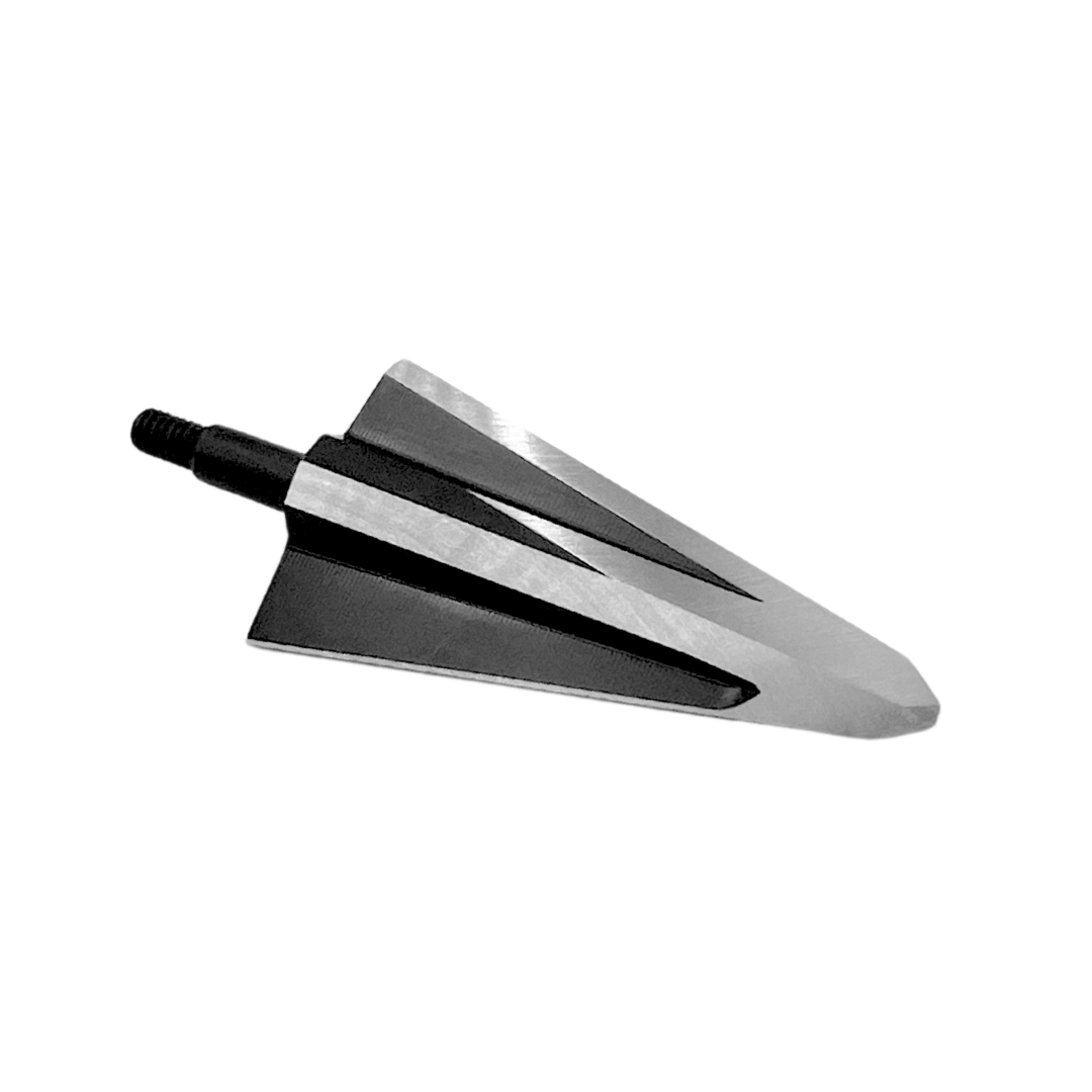 Vantage Point Archery VPA Omega Broadhead with left bevel design, 100 grain, no bleeders, used for hunting and archery.