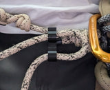 3D Hunting Solutions saddle bridge and rope caddy with rope, designed for secure storage and easy access during outdoor activities.
