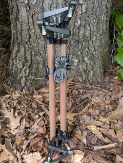 3D Hunting Solutions Tethrd One Stick Wranglers climbing stick stacking system with two climbing sticks for efficient tree stand setup