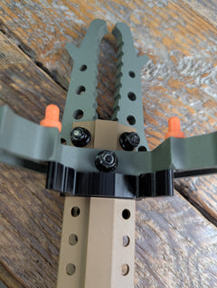 Set of Tethrd Skeletors Stick Wranglers by 3D Hunting Solutions for climbing sticks, featuring a climbing stick management system.