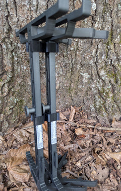 Set of 3D Hunting Solutions XOP Hydro Stick Wranglers climbing sticks for secure climbing stick management system with two stacked sticks.