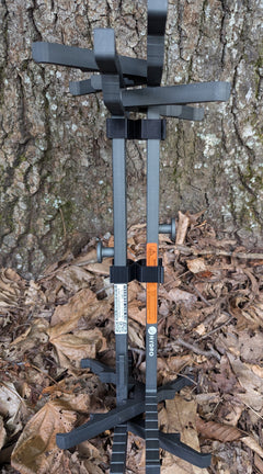 Pair of XOP Hydro Stick Wranglers climbing stick management system by 3D Hunting Solutions for organizing climbing sticks.