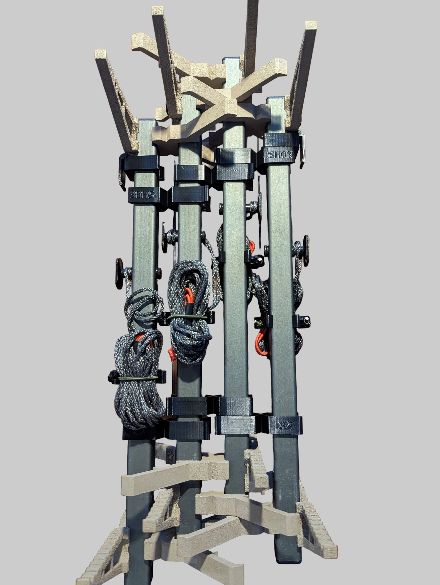XOP X2 Stick Wranglers climbing stick management system with two climbing sticks from 3D Hunting Solutions, for secure outdoor ascent.