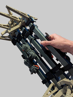3D Hunting Solutions XOP X2 Stick Wranglers for climbing sticks, showing the secure system for managing climbing sticks in a set.