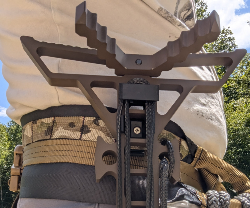 3D Hunting Solutions Trophyline Hyperlite Stick Caddy for saddle hunting climbing sticks, showing lightweight design and attachment features.