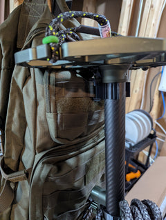 Arsenal X20 Solo Stick Molle Caddy for saddle hunting, 1.25-inch climbing stick by 3D Hunting Solutions, vertical position.
