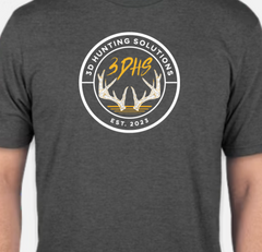 3DHS Antler Script T-Shirt by 3D Hunting Solutions, casual clothing with antler graphic and script design on front.