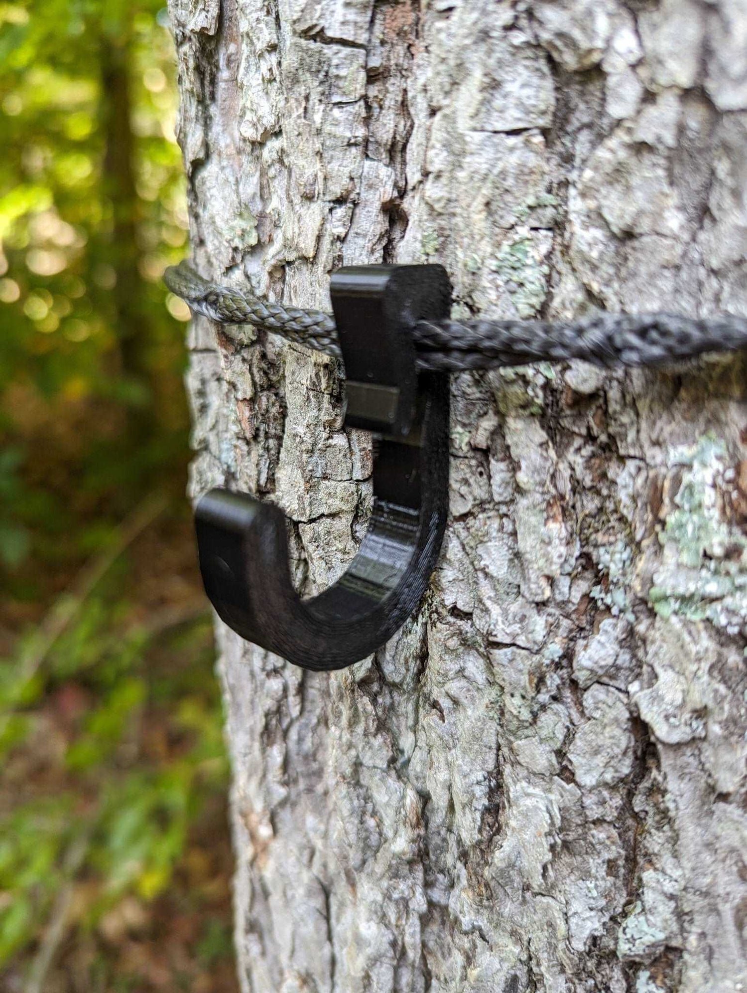 3D Hunting Solutions Amsteel Gear Hook shown in close-up, featuring a durable steel hook for secure gear attachment.