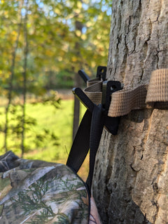 Angled gear hook for saddle hunting by 3D Hunting Solutions, designed to hold gear securely in hunting setups.
