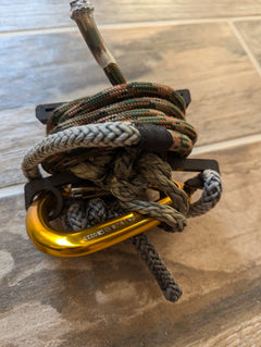 Multi-spool rope keeper gear hoist for saddle hunting by 3D Hunting Solutions, designed to organize and secure hunting ropes.