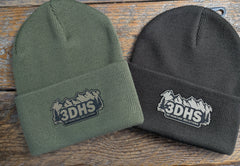Brown 3DHS Mountain Beanie hat by 3D Hunting Solutions, featuring a warm, snug fit with mountain-inspired design.