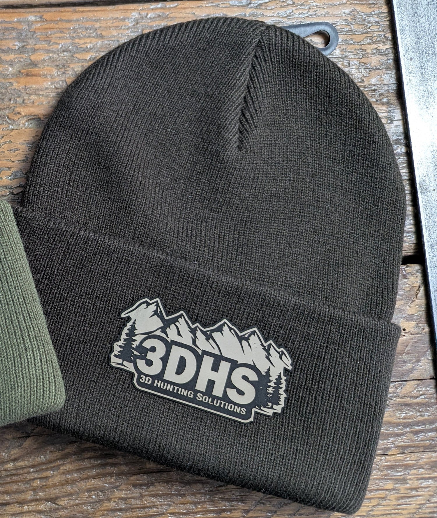 Brown 3DHS Mountain Beanie hat by 3D Hunting Solutions, featuring a snug fit and warm knit fabric for outdoor activities.