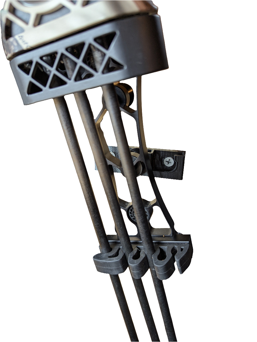 3D Hunting Solutions Treestand Archery Quiver Caddy attached to a Mathews SpiderClaw LowPro treestand for easy arrow storage and access