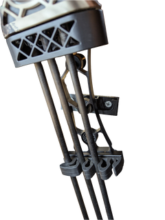 3D Hunting Solutions Treestand Archery Quiver Caddy attached to a Mathews SpiderClaw LowPro treestand for easy arrow storage and access