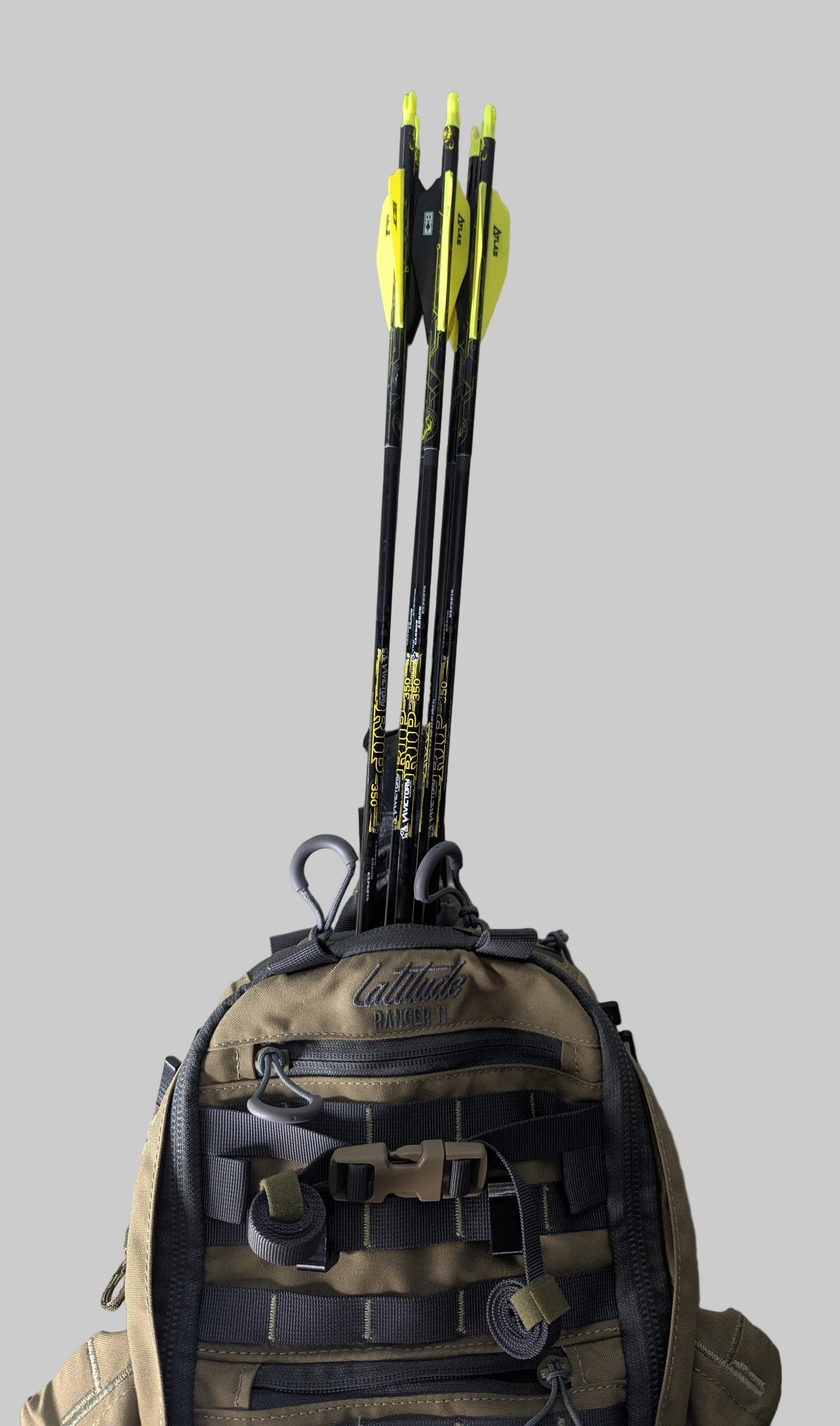 6 Shooter archery arrow quiver by 3D Hunting Solutions, black and adjustable for holding multiple arrows during hunting or target practice.