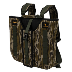 Twisted Iron Hunting Pack Rat Bottomland pack with durable camouflage fabric and multiple compartments for outdoor gear.