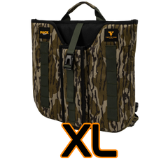 Twisted Iron Hunting Bottomland Pack Rat XL camouflage backpack with multiple compartments and adjustable straps.