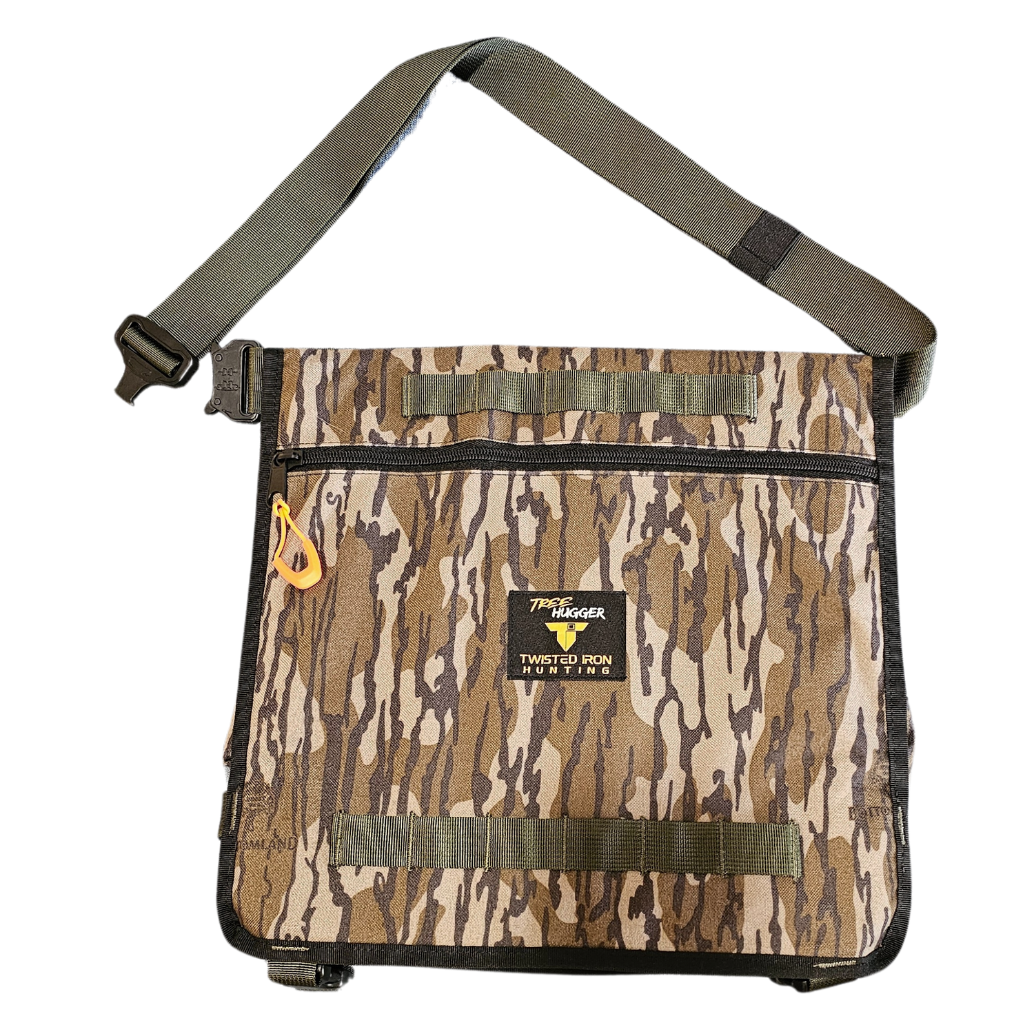 Twisted Iron Hunting Tree Hugger bottomland camouflage pattern on regular or mini size hunting gear.