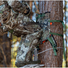Twisted Iron Hunting STRATA Pack Rat in camouflage with multiple pockets and straps, designed for outdoor hunting gear storage.