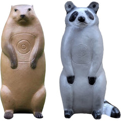 BIGshot Archery Pro Hunter raccoon and groundhog 3D archery targets in a combo pack, realistic wildlife design for outdoor shooting practice.