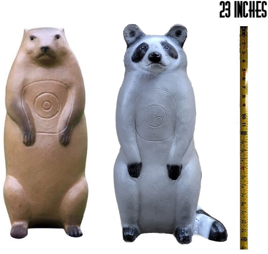 BIGshot Archery Pro Hunter raccoon and groundhog 3D combo pack archery targets for outdoor shooting practice.