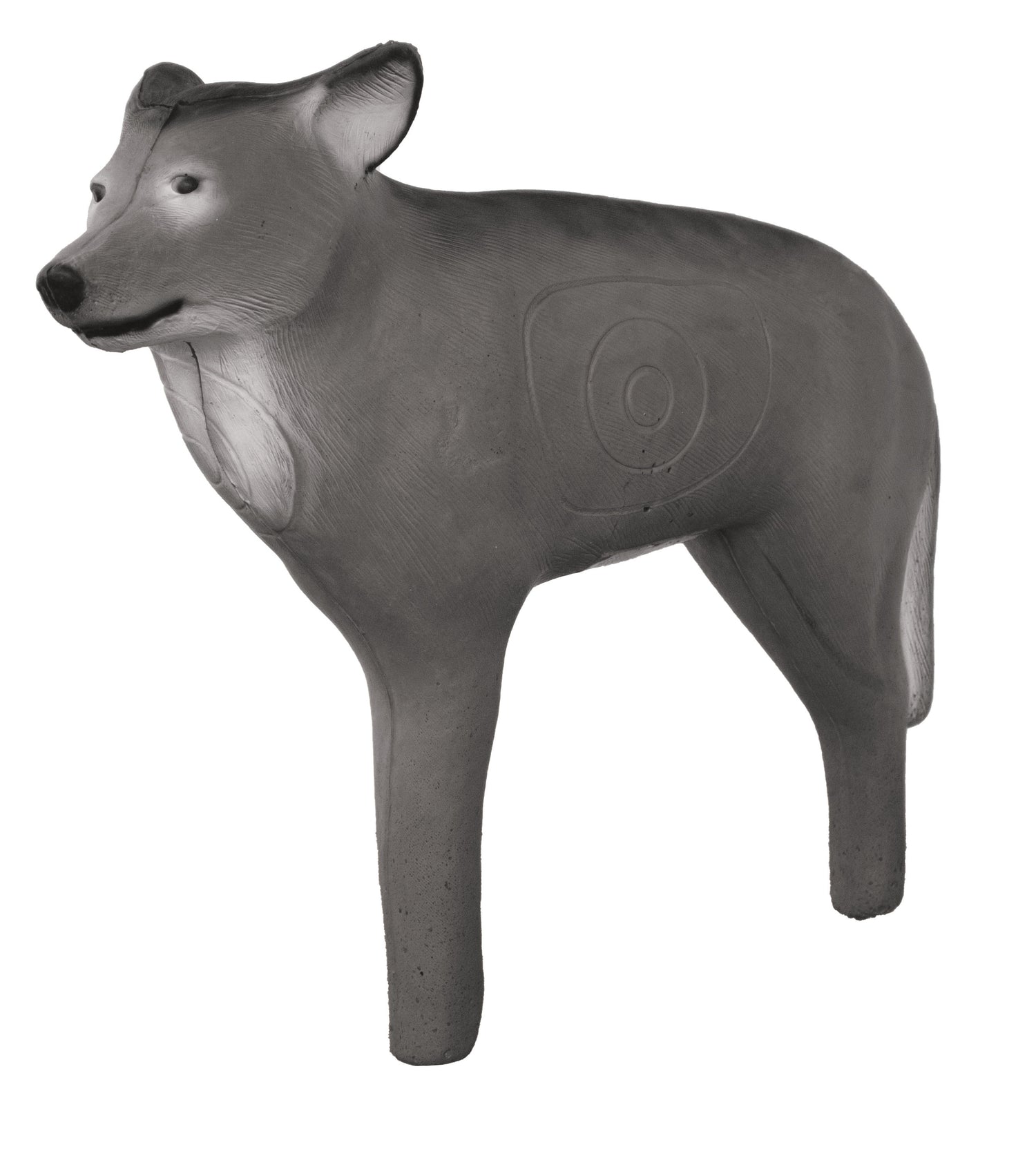 3D grey coyote archery target by BIGshot Archery, realistic wildlife design for outdoor target practice and shooting accuracy.