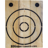 BIGshot Archery Pro Heavy Duty Axe and Knife Throwing Target with durable surface and target zones for outdoor axe throwing practice.