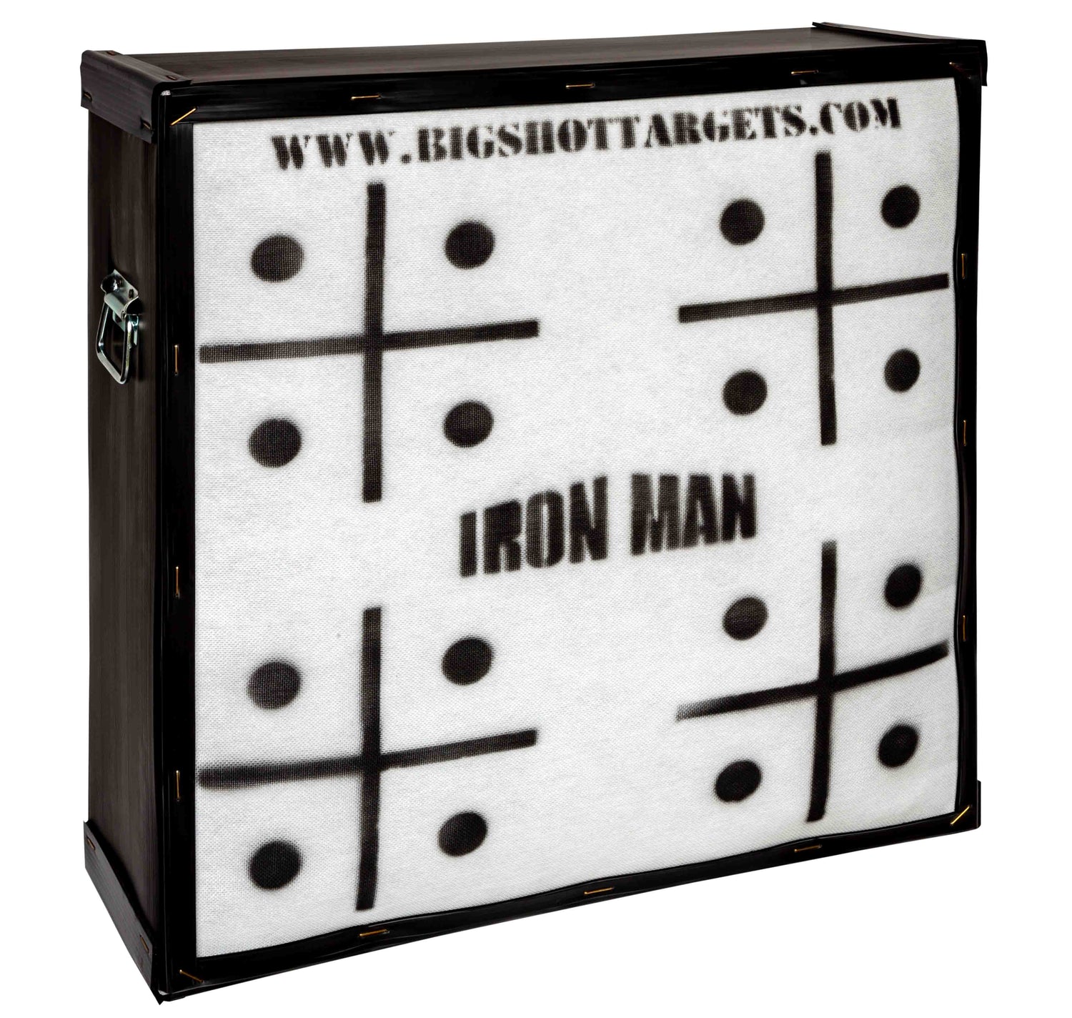 Iron Man-themed 30-inch bag/block target from BIGshot Archery for personal range shooting practice.