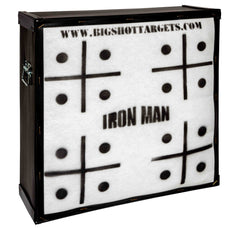 Iron Man-themed 30-inch bag/block target from BIGshot Archery for personal range shooting practice.