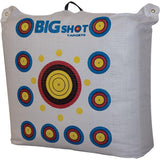 Outdoor range bag and block target by BIGshot Archery, designed for storing archery gear and practicing target shooting outdoors.