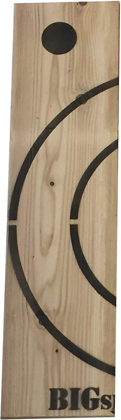 Wooden axe throwing target with built-in bottle opener from BIGshot Archery, featuring a rustic design and durable construction.
