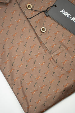 Bow Crew Apparel Jumpin' Buck golf polo T-shirt featuring a hunting-inspired design for outdoor enthusiasts.