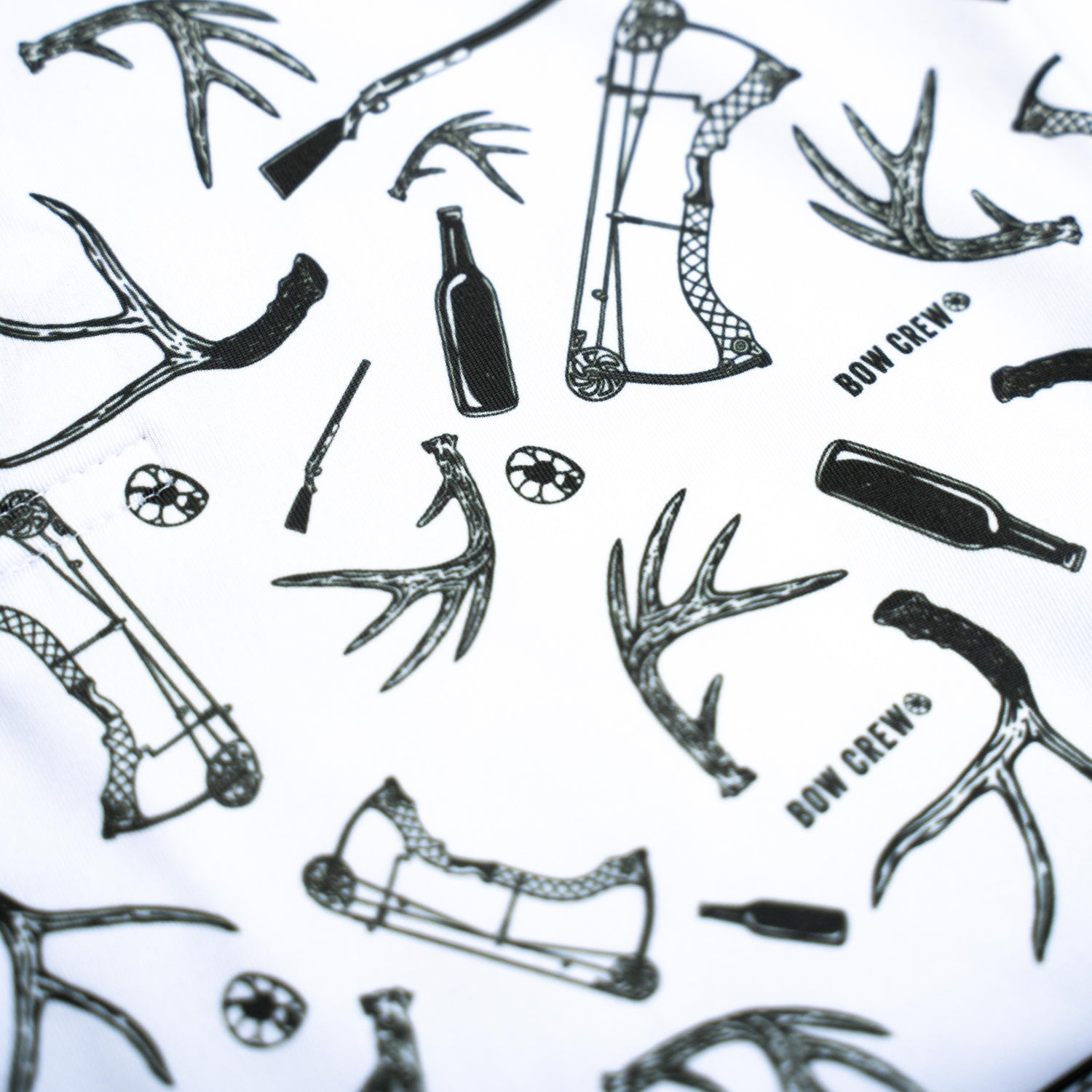 Bow Crew Apparel Bucks & Bogeys golf polo T-shirt featuring a bow hunting and golf design, casual and stylish for outdoor enthusiasts.
