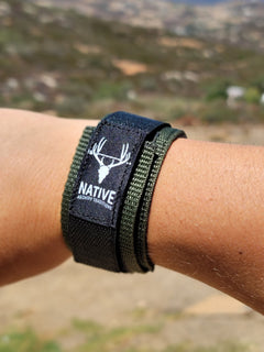 Black Native Archery Release Strap by Bow Disciples, adjustable strap with buckle for secure bowstring release.