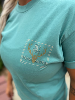 Teal short sleeve Nature Tee by Bow Disciples featuring a nature-inspired graphic on soft fabric.