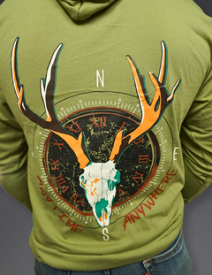 Bow Disciples Pitchfork Compass Hooded Long Sleeve Tee, men's shirt with front graphic and hood, black long-sleeve design.