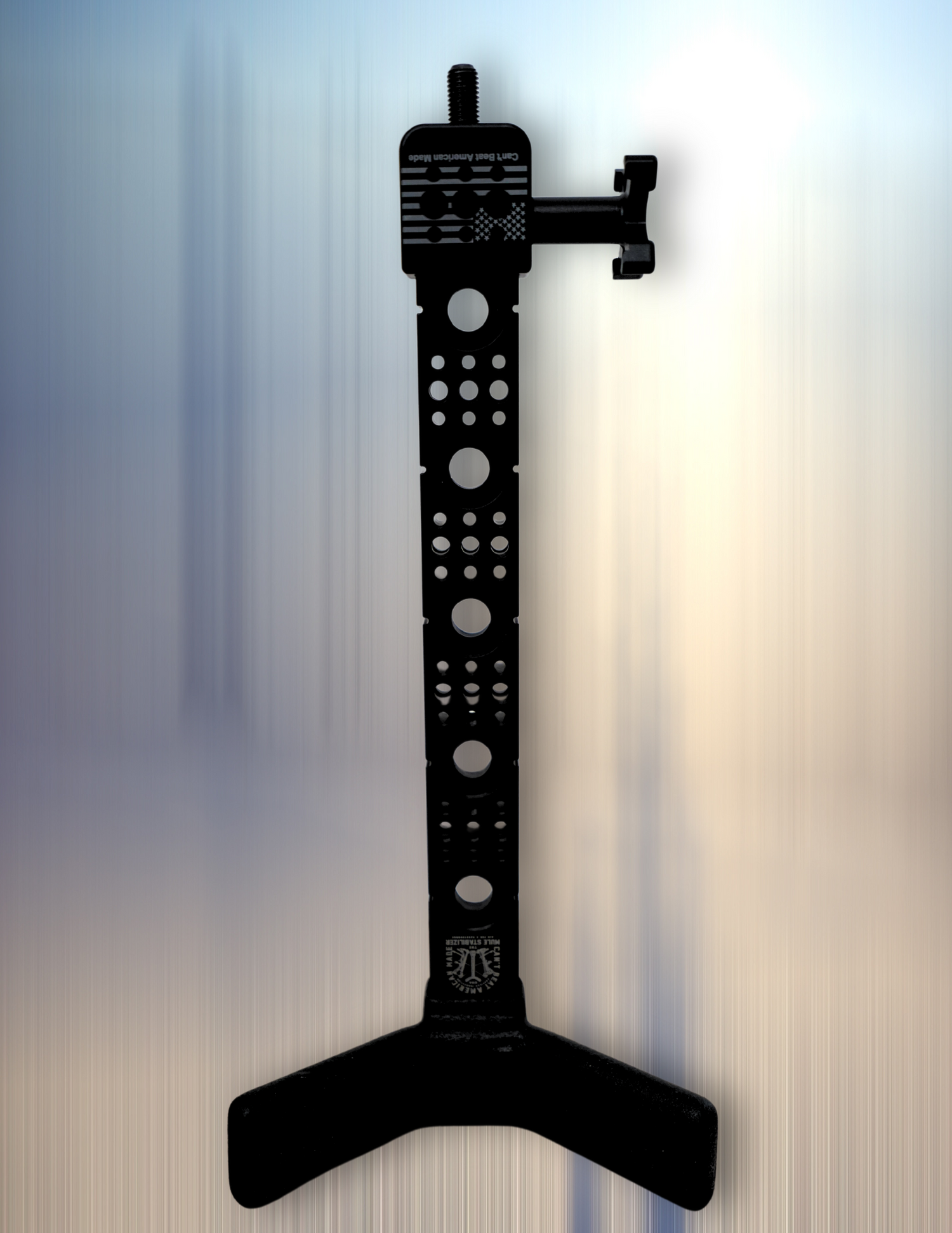 Black Bow Disciples Mule Stabilizer 10-inch stabilizer for bows, featuring a sleek design and adjustable mounting hardware.
