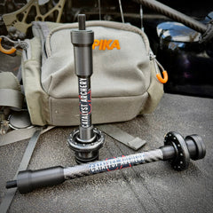Catalyst Archery Phantom Series micro diameter stabilizer set with 8-inch and 6-inch stabilizers for bow stabilization.