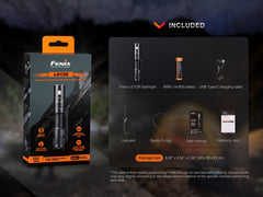 Fenix LD12R dual light EDC flashlight with 600 lumens, compact design, black body, and adjustable beam for versatile use