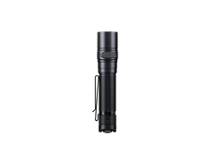 Fenix LD30R high-performance lightweight EDC flashlight with a black body, compact design, and LED light on a white background.