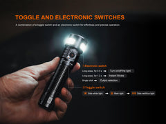 Fenix LD35R high-performance tactical EDC flashlight with multiple modes, compact design, black body, and textured grip.
