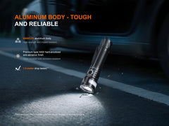 Fenix LD35R high-performance tactical EDC flashlight with multiple modes, black body, and textured grip for outdoor use